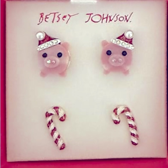 New Betsey Johnson  Winter Stud Studs Set of 4 Earrings - Picture 7 of 11